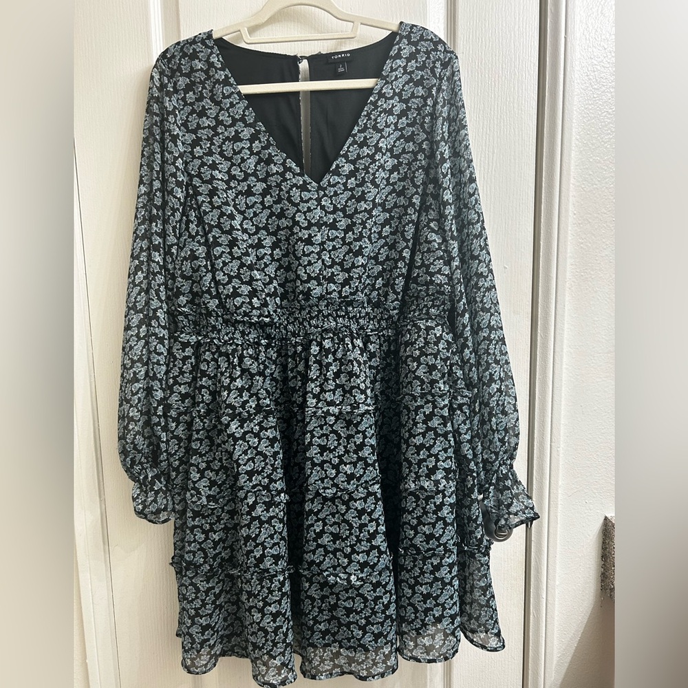 Used Mini Lurex Chiffon Tiered Dress